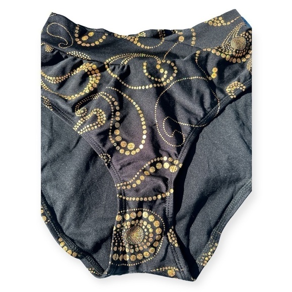 Vintage Endless Sun Bikini Black With Shimmering Gold Women’s Size XL DD Cup Top - Picture 3 of 8